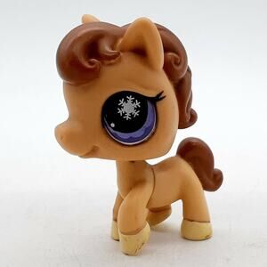 Littlest Pet Shop Brown tan pony with Purple Eyes LPS